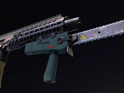 Rifle Chainsaw Attachment Low-poly 3D model