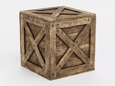 Wooden Crate V6 - Weathered Storage Box 3D model