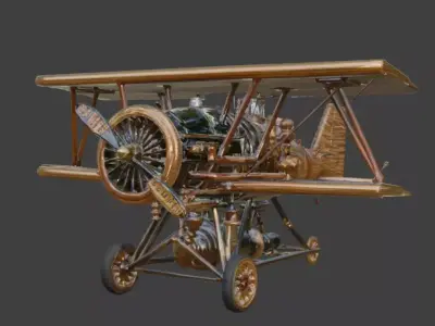 Stylized 3D Steampunk Vertical Takeoff Aircraft Low-poly 3D model