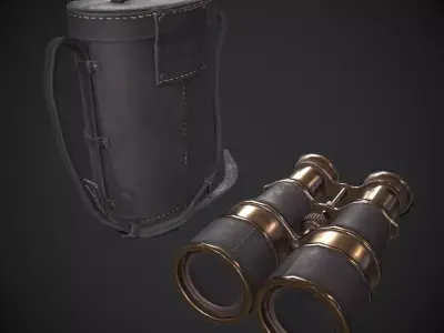 Vintage Binoculars Low-poly 3D model