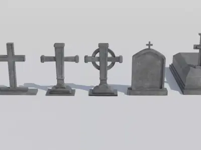 Tombstone Set Pack Low-poly 3D model