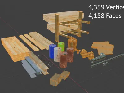 Construction Asset pack Low-poly 3D model