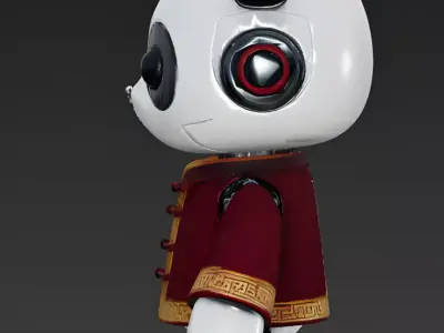 Robotic Panda Character 3D Model Low-poly 3D model