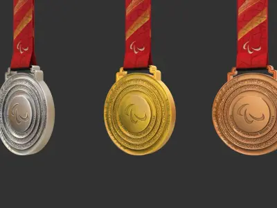 The winter of 2022 Beijing paralympic games medal Olympic medal 3D model