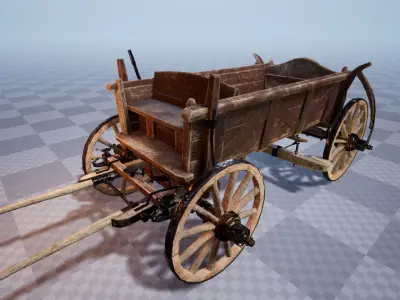 Horse Cart UE4 Ready Low-poly 3D model