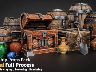 Pirate Ship Props  Low-poly 3D model