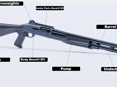 Benelli M3 Super-90 Low-poly 3D model
