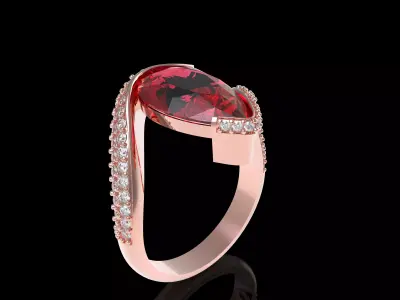 Pretty Pear Diamond Ring 3D print model