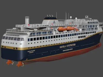 Havila Polaris Cruise ship 3d low-poly model Low-poly 3D model