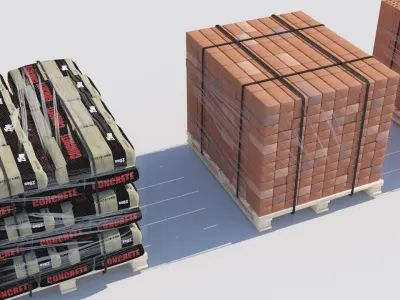 Pallet Collection with bricks 3D model purchase