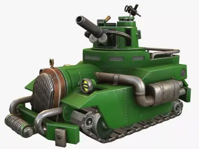 Fantastic Steampunk Tank  -Mechanical Leviathan Low-poly 3D model