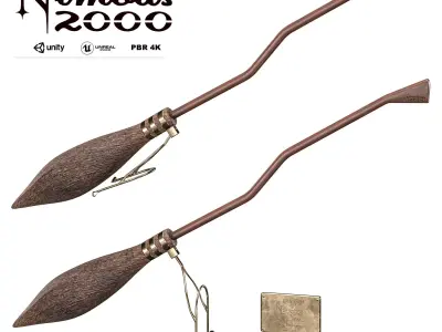  Nimbus 2000 Flying broom Low-poly 3D model