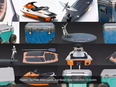 Realistic Summer Watersports And Beach Gear Collection 3D Model Pack
