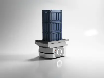 Omron Autonomous Mobile Robots LD-250 AMRs with plastic crate Low-poly 3D model