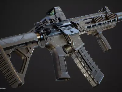 AR-15 SLR Modular Game-Ready Rifle Low-poly 3D model