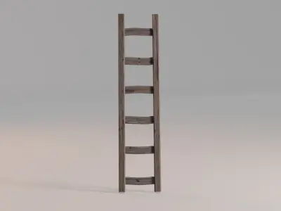 Wooden ladder Low-poly 3D model