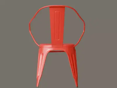 Red Metal Tolix Armchair Low-poly 3D model