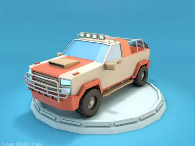 Cartoon Jeep SUV Low-poly 3D model