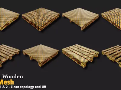 Wooden Pallet Low-poly 3D model 8