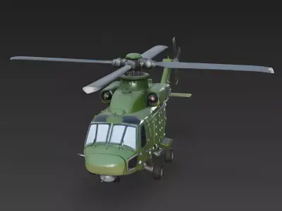 Stylized Tactical Military Helicopter 3D Model Low-poly 3D model
