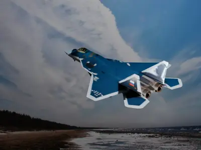 Sukhoi Su 57 Stealth Fighter High Detail 3D Model Low-poly 3D model