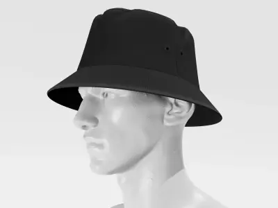 Bucket Hat - Black PBR 4K Low-poly 3D model