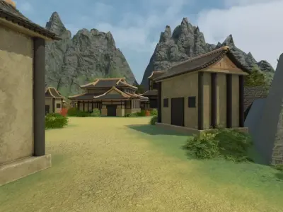 Traditional Japanese Village Scene 3D model
