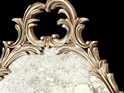Italian Oval Gold Giltwood Carved Wall Mirror 3D model