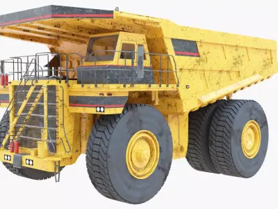 Dump Haul Mining Truck - Proper High Poly With Cabin Interior 3D model