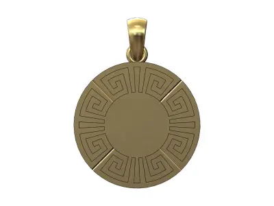 Greek key coin pendant with bail 3D print model