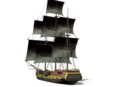 Warship brig Low-poly 3D model by sobul
