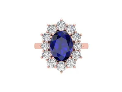 Oval Art Deco Ring 3D print model 10