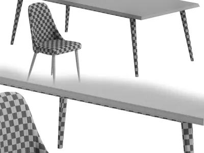 Sitte Dining Table and Chair Bary 3D model