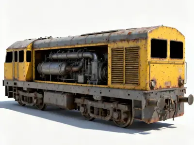Realistic 1990s Diesel Freight Locomotive 3D Model Low-poly 3D model