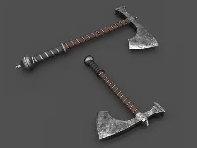 HQ Medieval weapons for games - Swords and axe Free low-poly 3D model