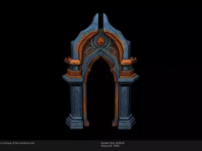 Low Poly Stylized Mystic Archway of the Sunstone Low-poly 3D model