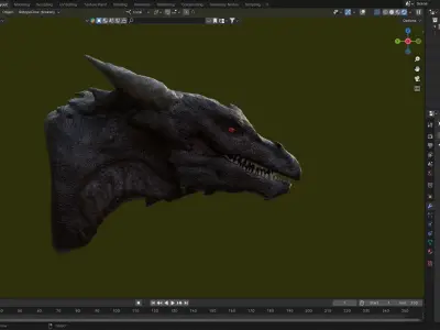 Red Dragon Head Free low-poly 3D model