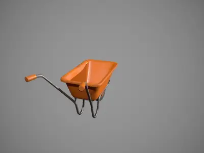 Orange Wheelbarrow Low-poly 3D model