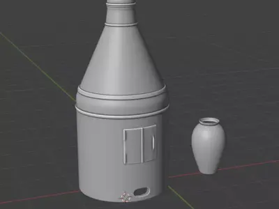 Pottery Kiln and Ceramic Vase 3D model
