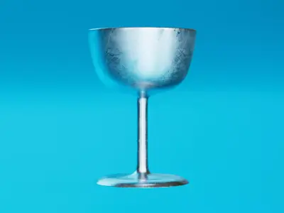 Simple Scratched Used Silver Goblet Glass 3D model