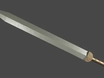 Spatha sword with Gladius handle Low-poly 3D model