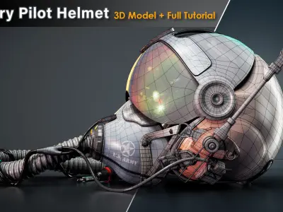 Military Pilot Helmet Low-poly 3D model