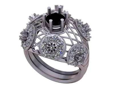 ANTIQUE DIAMOND RING 3D PRINTABLE MODEL 3D print model