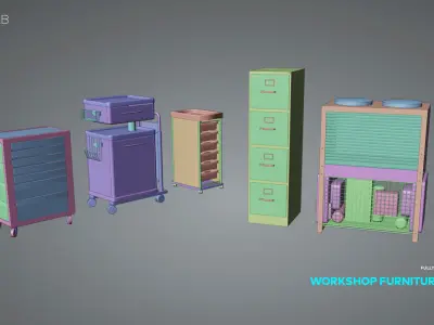 Industrial Workshop Furniture Set 02 3D model