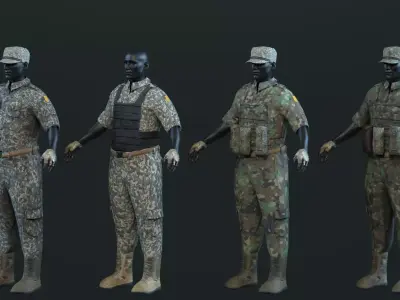 Parametric Metahuman Millitary Outfit Low-poly 3D model