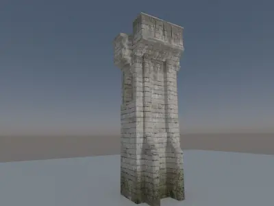 Medieval castle modular walls and towers Low-poly 3D model