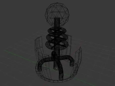 Coil Tesla 3D Model Low-poly 3D model