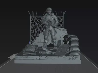 Tactical Military Soldier Urban Base STL 3D Print 80mm 3D print model