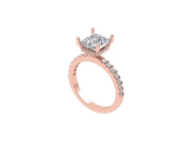 Princess Solitaire Ring 3D print model 2