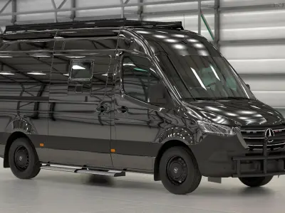 Mercedes Bulletproof Armored Van Rigged 3D model